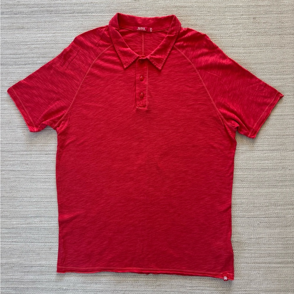 Agave Denim red cotton blend short sleeve golf polo shirt men’s size L